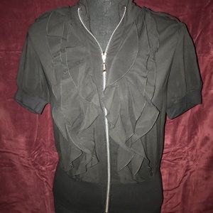 Black ruffle blouse